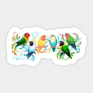 Colorful Lovebirds Sticker